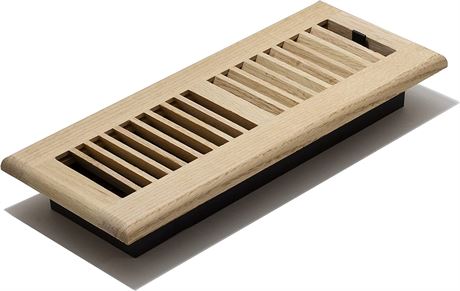 Decor Grates 4X12 Wood Louver Floor Register, Unfinished Oak