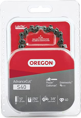 Oregon S40 AdvanceCut Chainsaw Chain for 10-Inch Bar/40 Drive Links