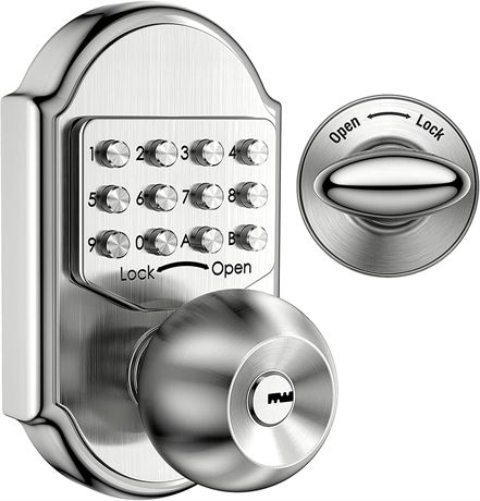 Elemake Keyless Door Knob Lock with Keypad (MISSING KEY)