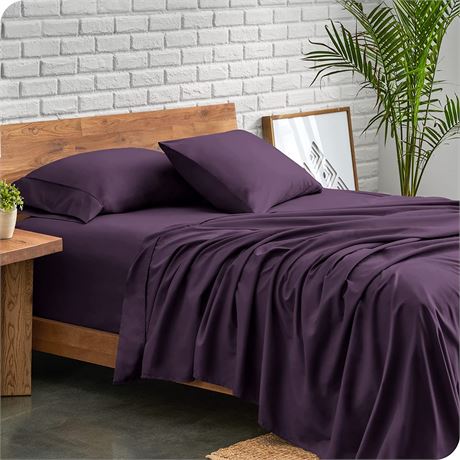 Luxury Queen Flat Sheet - Plum - Microfiber