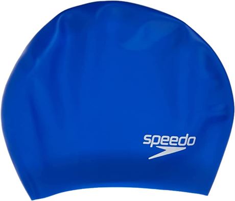 Speedo Unisex-Adult Swim Cap Silicone Long Hair, Blue