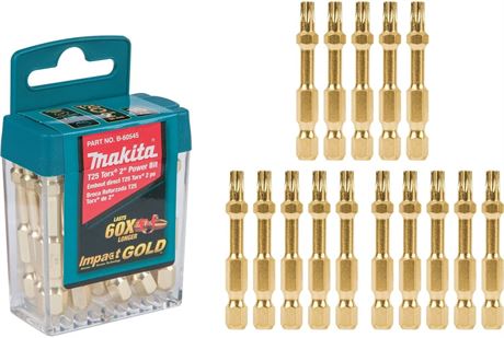 Makita B-60545 Impact Gold T25 Torx 2_ Power Bit, 15/Pk