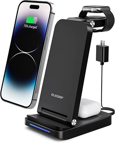 Elegrp 3-in-1 Wireless Charing Station, Black