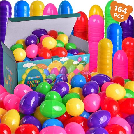 FUN LITTLE TOYS 164 PCs Plastic Easter Eggs 6 Assorted Colors Party Set