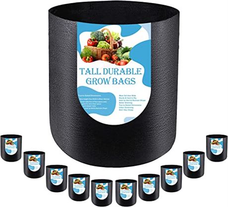 GrowPropel 1-Gallon Tall Grow Bags, 10-Pack