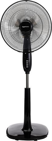 Amazon Basics Oscillating Dual Blade Standing Fan with Remote - 16Inch, Black