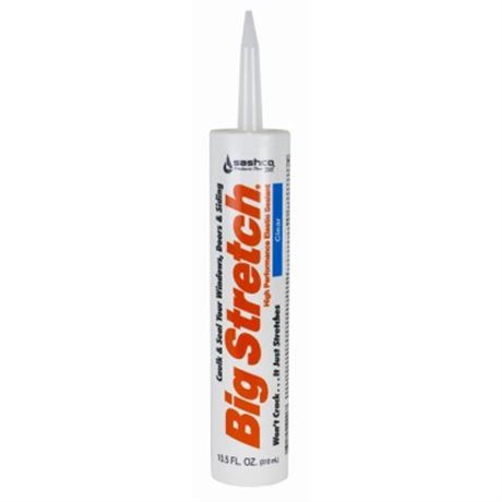 Sashco Big Stretch High Performance Caulking Sealant, 10.5 oz, Clear