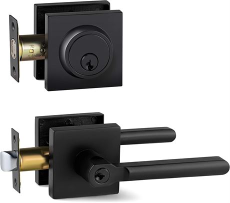 Berlin Modisch Entry Lever Door Handle and Single Cylinder Deadbolt