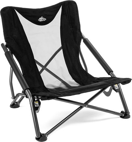 Cascade Compact Low Profile Outdoor Folding Camp Chair with Carry Case - Black