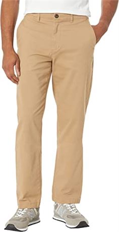 Men's Athletic-Fit Casual Stretch Chino Pant, Khaki Brown, 33W X 29L