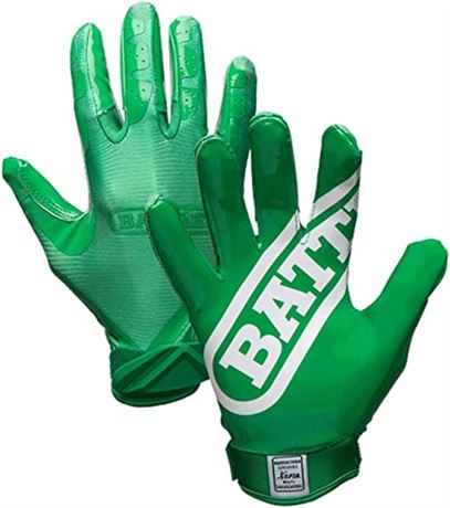 Battle Double Threat Football Gloves, Youth LG, Green