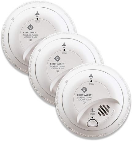 FIRST ALERT Hardwired Smoke & Carbon Monoxide Detector, 3-Pack , White