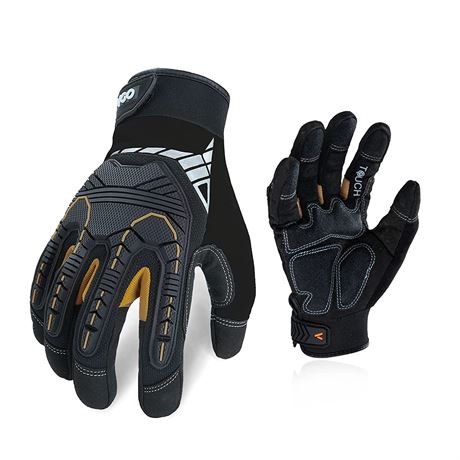 Vgo Heavy-Duty Synthetic Leather Work Gloves, Impact Protection