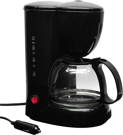 RoadPro RPSC785 12-Volt Coffee Maker with Glass Carafe Reusable Filter 20oz