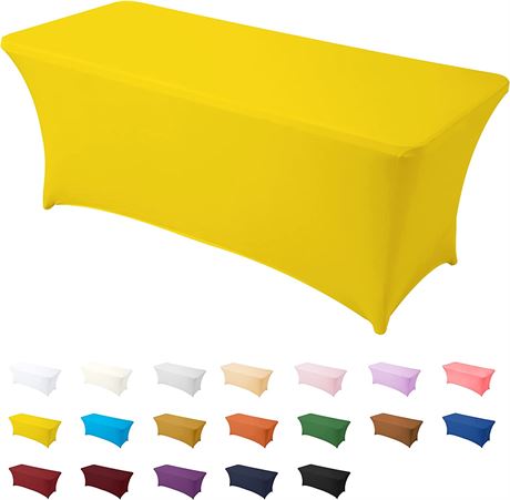 Jieqier Yellow Spandex Table Cover 6 FT