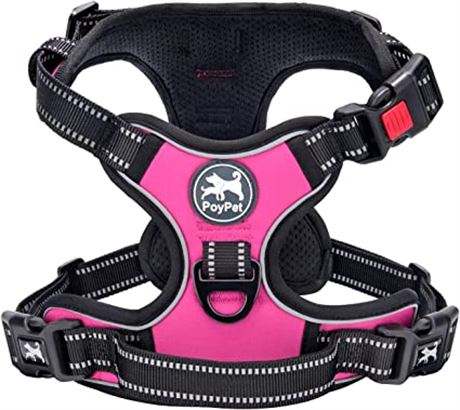 PoyPet No Pull Dog Harness, Large, Pink/Black