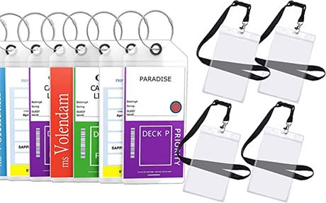 Cruise Luggage E-tag Holders Zip Seal & Steel Loops, Waterproof, Clear