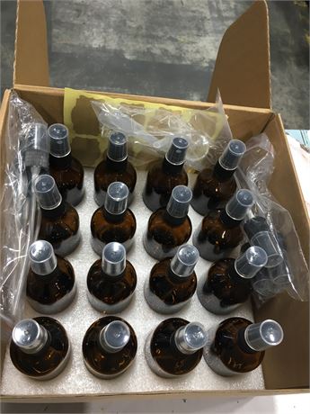 16 Pack Empty Amber Glass Spray Bottles, 2oz Empty Refillable Containers