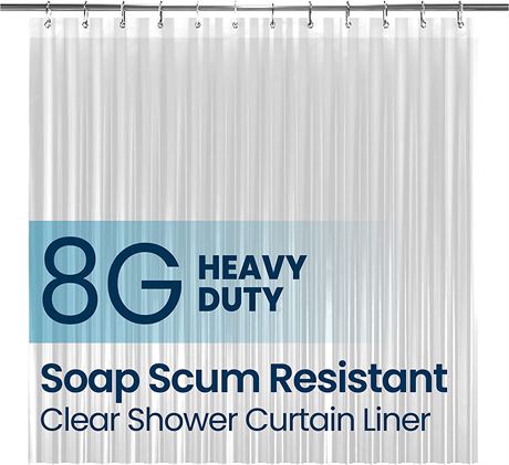 LiBa PEVA 8G Bathroom Shower Curtain Liner, 72" W x 96" H, Clear