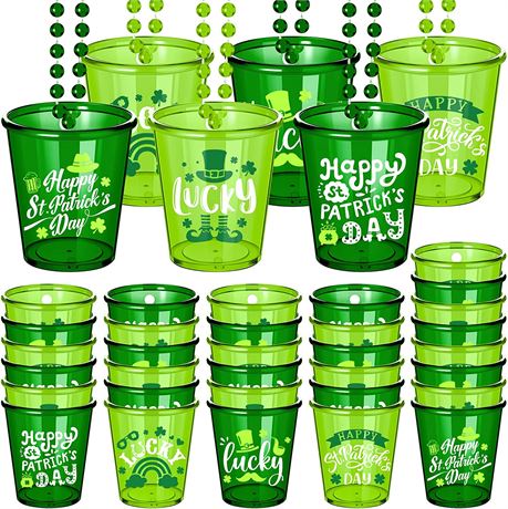 St. Patrick's Day Shot Glass Bead Necklaces, 24pk