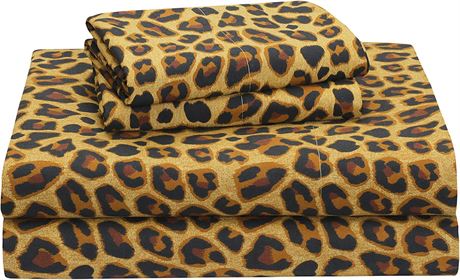 EnvioHome Queen Flat Sheet 94" x 104" Leopard Brown