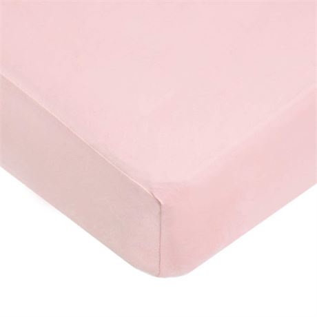 TL Care Natural Breathable 100% Cotton Jersey Knit Fitted Crib Pink 28 x 52