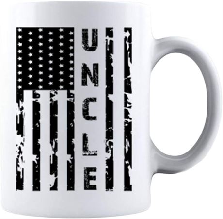 KROPSIS "Uncle" Vintage American Flag Ceramic Coffee Mug