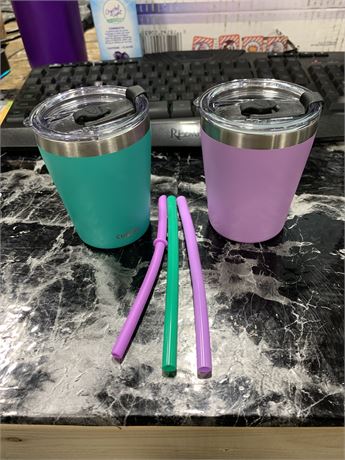 8.5oz insulated cup with rubber straws, 2Pack