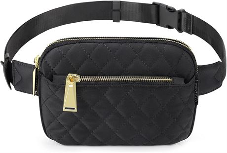 ZORFIN Crossbody Fanny Pack, Quilted Black