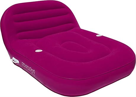 Airhead Sun Comfort Cool Suede Double Chaise Lounge Pool Float, Raspberry