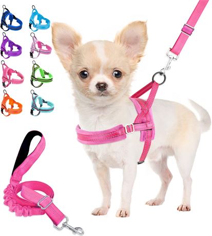 Lukovee Walking Dog Harness and Leash - XXS - Pink