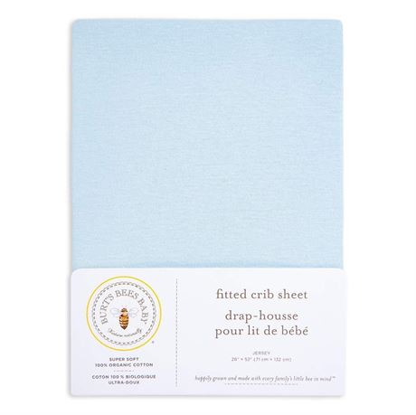 Burt's Bees Baby Fitted Crib Sheet, Sky Blue