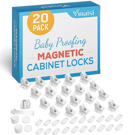 20 Locks Magnetic Cabinet Locks - 5 Magnet Keys Bundle Baby Proofing