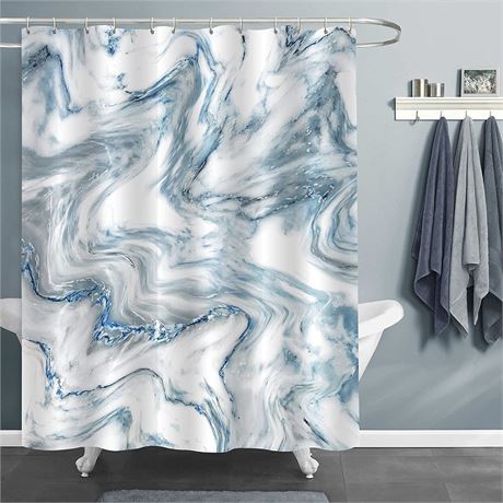 Blue Marble Shower Curtain Set