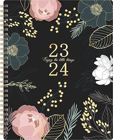 Enjoy The Little Things 2023-2024 Planner, Black Floral