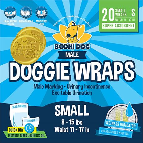 Bodhi Dog Disposable Dog Diapers, Male, 20 Count, Small