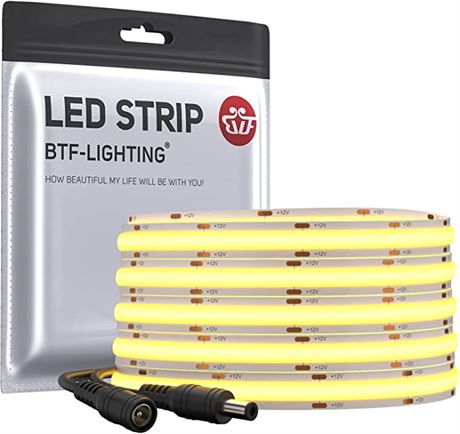 BTF-LIGHTING High Density LED Strip 9W/m 16.4FT DC12V, Warm White