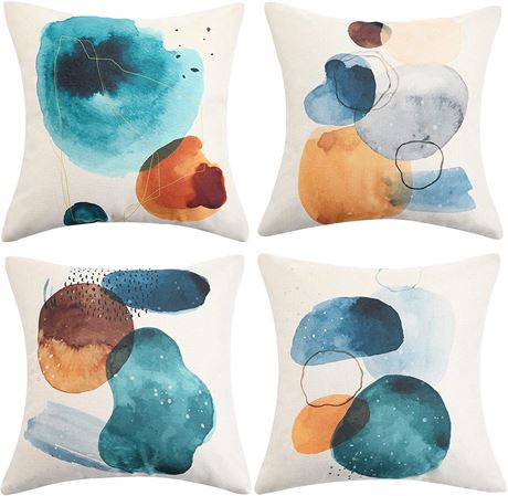 Decorative Cushion Covers 18x18" Modern Abstract Painting (Set of 4)