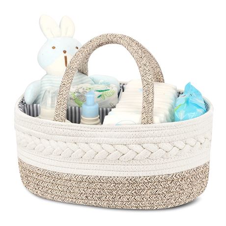 Maliton Diaper Caddy for Baby Girl-Cotton Rope Diaper Caddy