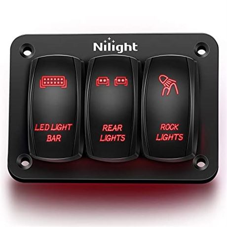 Nilight - 90128C 3 Gang Rocker Switch Panel