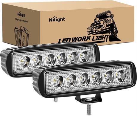 Nilight LED Light Bar 2PCS 18W 6Inch Flood LED Pods Offroad Led