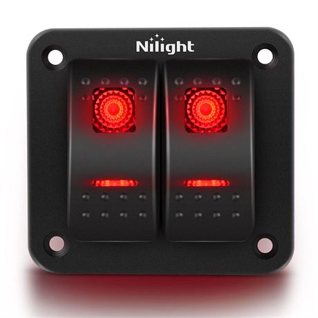 Nilight 2 Gang Rocker Switch Panel 12V