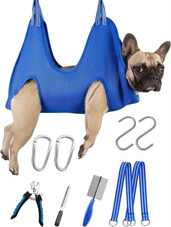 Kkiimatt 10 in 1 Pet Grooming Hammock Harness with Nail Clippers/Trimmer, Small