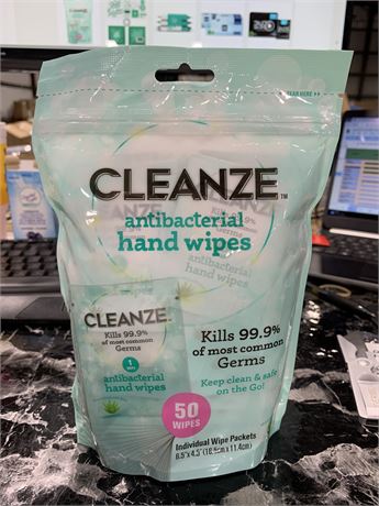 Cleanze Antibacterial Hand Sanitizing Hand Wipes , 50