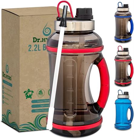 DR.HYDRO 64oz Half Gallon Water Bottle with Straw