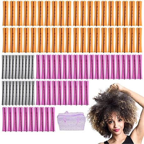 Afanso 100-Piece Perm Rod Set, Orange, Gray and Purple