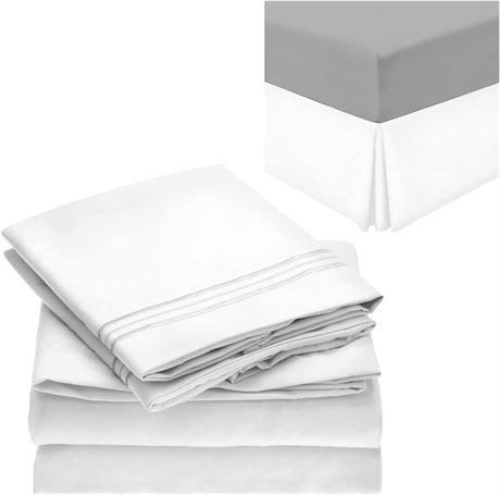 Mellanni Queen Bed Sheet Set White