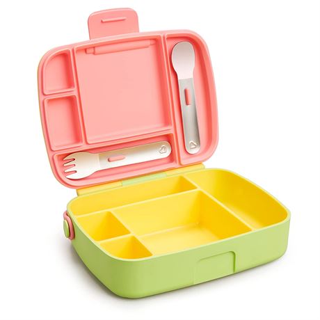 Munchkin Lunch Bento Box for Kids, Includes Utensils, Yellow