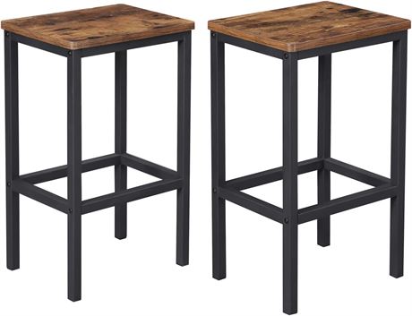 VASAGLE Bar Stools, Set of 2 - Rustic Brown/Black (ULBC65X)