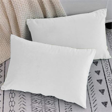 Sleepsia 12 x 20 Pillow Inserts, Set of 2, Rectangular, White